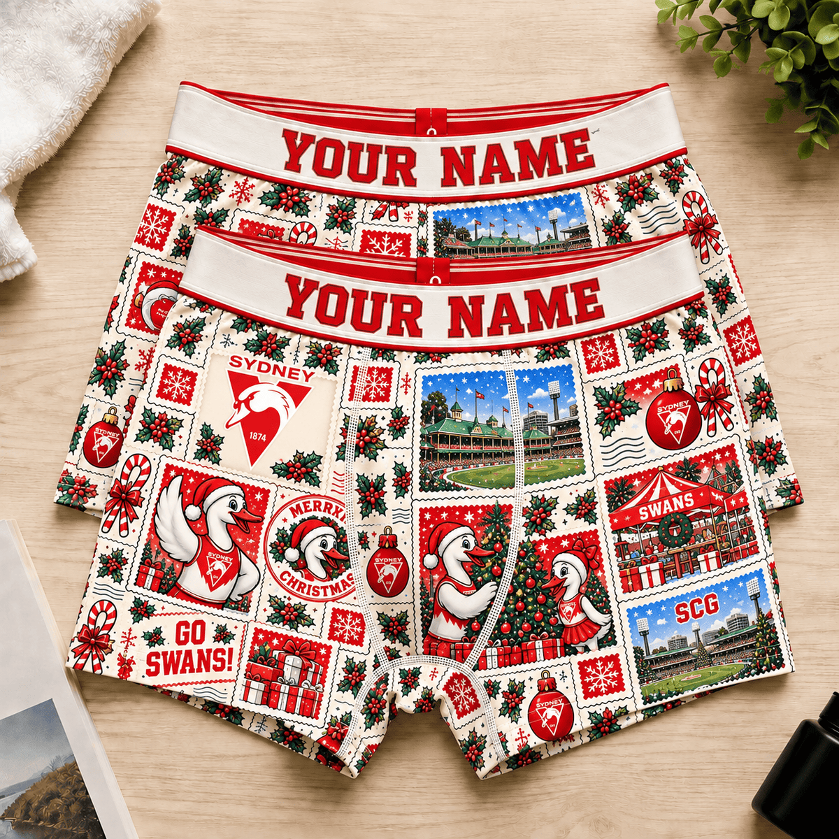 Sydney Swans AFL Men Boxers Christmas Gift Custom Any Name
