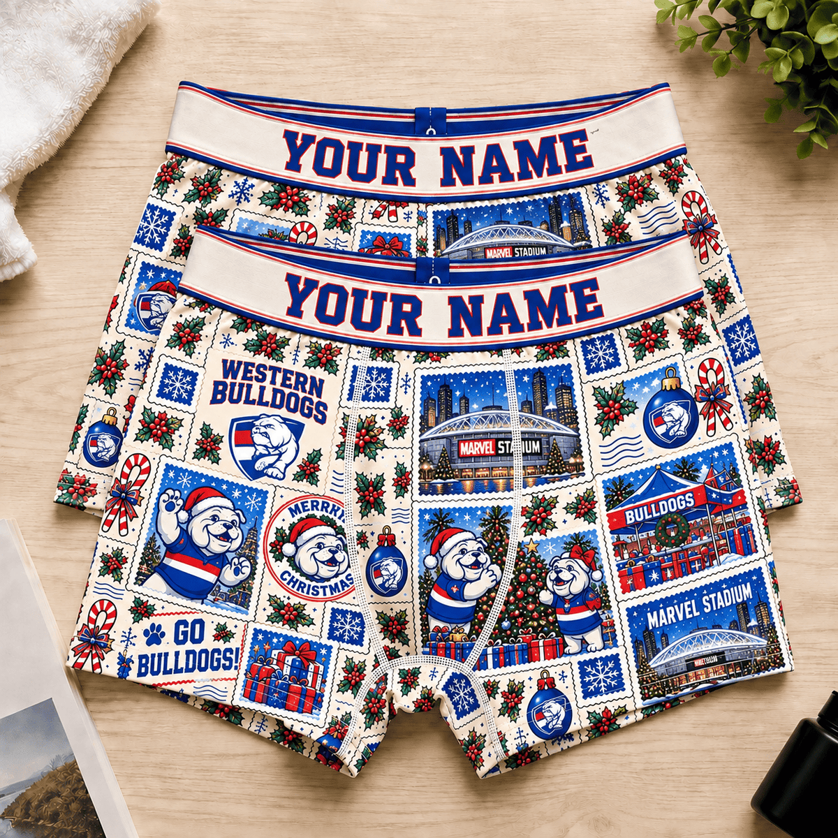 Western Bulldogs AFL Men Boxers Christmas Gift Custom Any Name