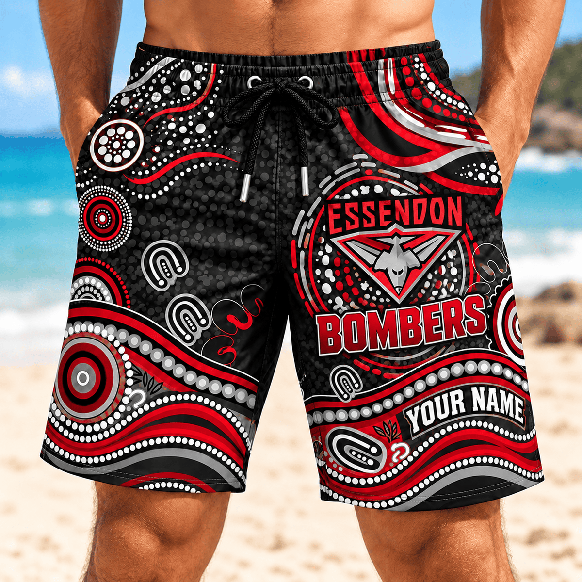 Essendon Bombers AFL New Pattern Men Short Pants Custom Any Name