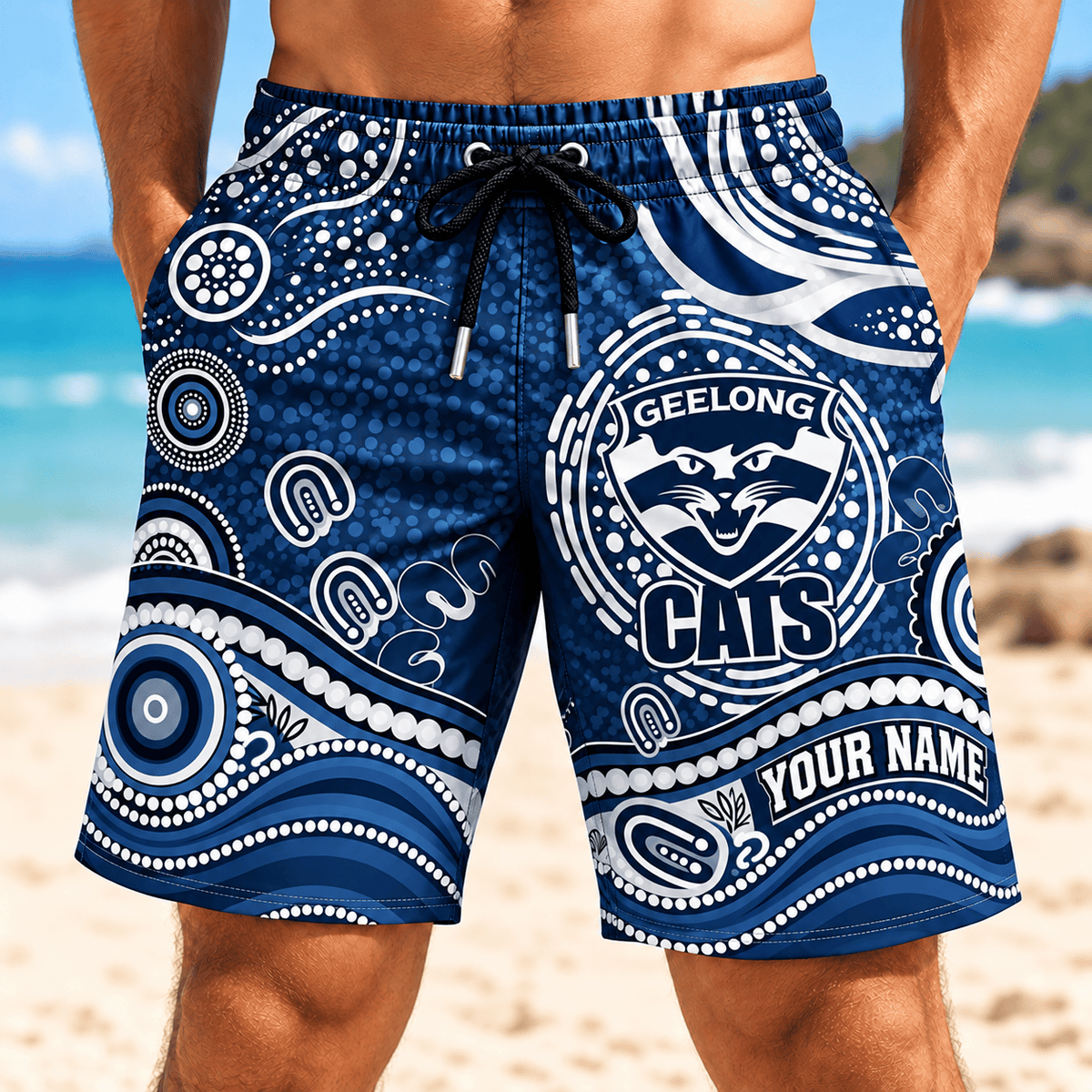 Geelong Cats AFL New Pattern Men Short Pants Custom Any Name