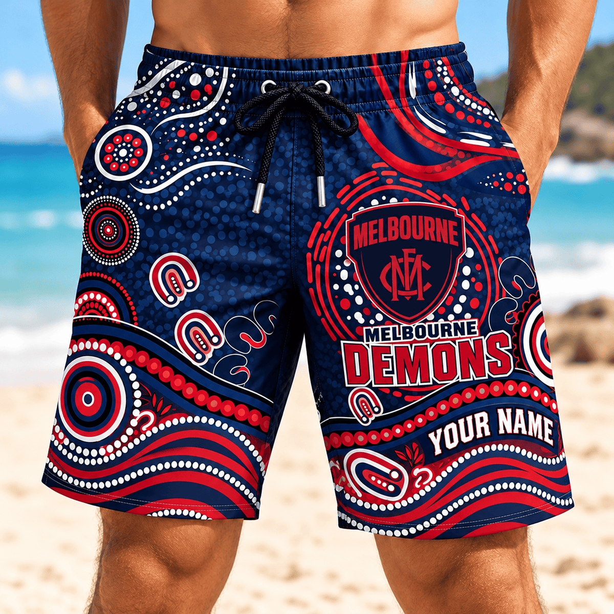 Melbourne Demons AFL New Pattern Men Short Pants Custom Any Name
