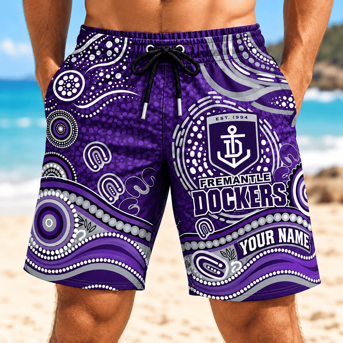 Fremantle Dockers AFL New Pattern Men Short Pants Custom Any Name