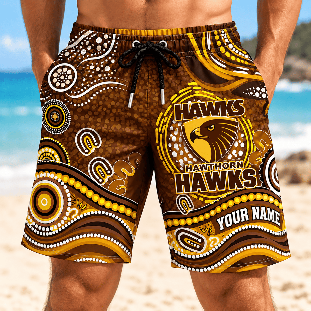 Hawthorn Hawks AFL New Pattern Men Short Pants Custom Any Name