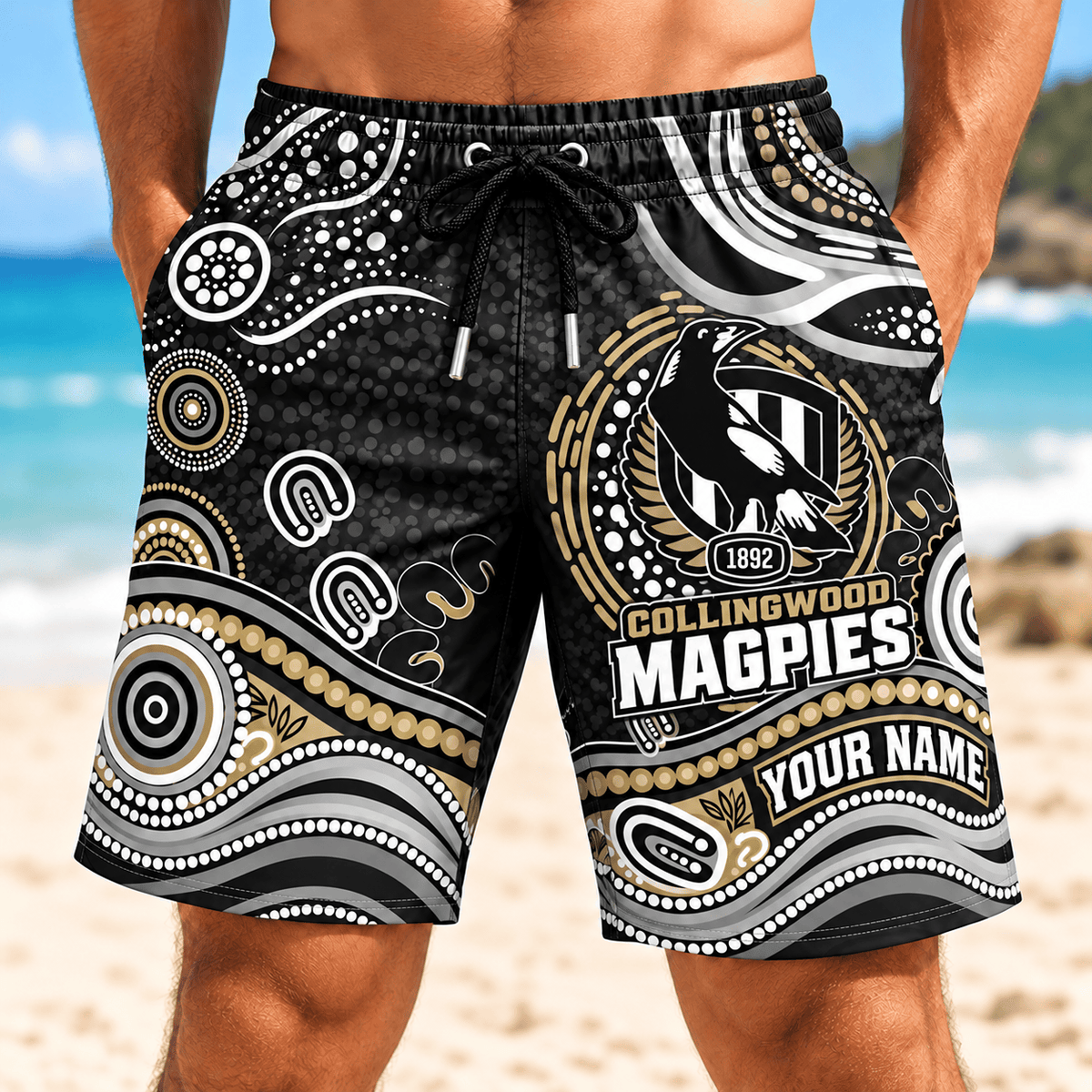 Collingwood Magpies AFL New Pattern Men Short Pants Custom Any Name