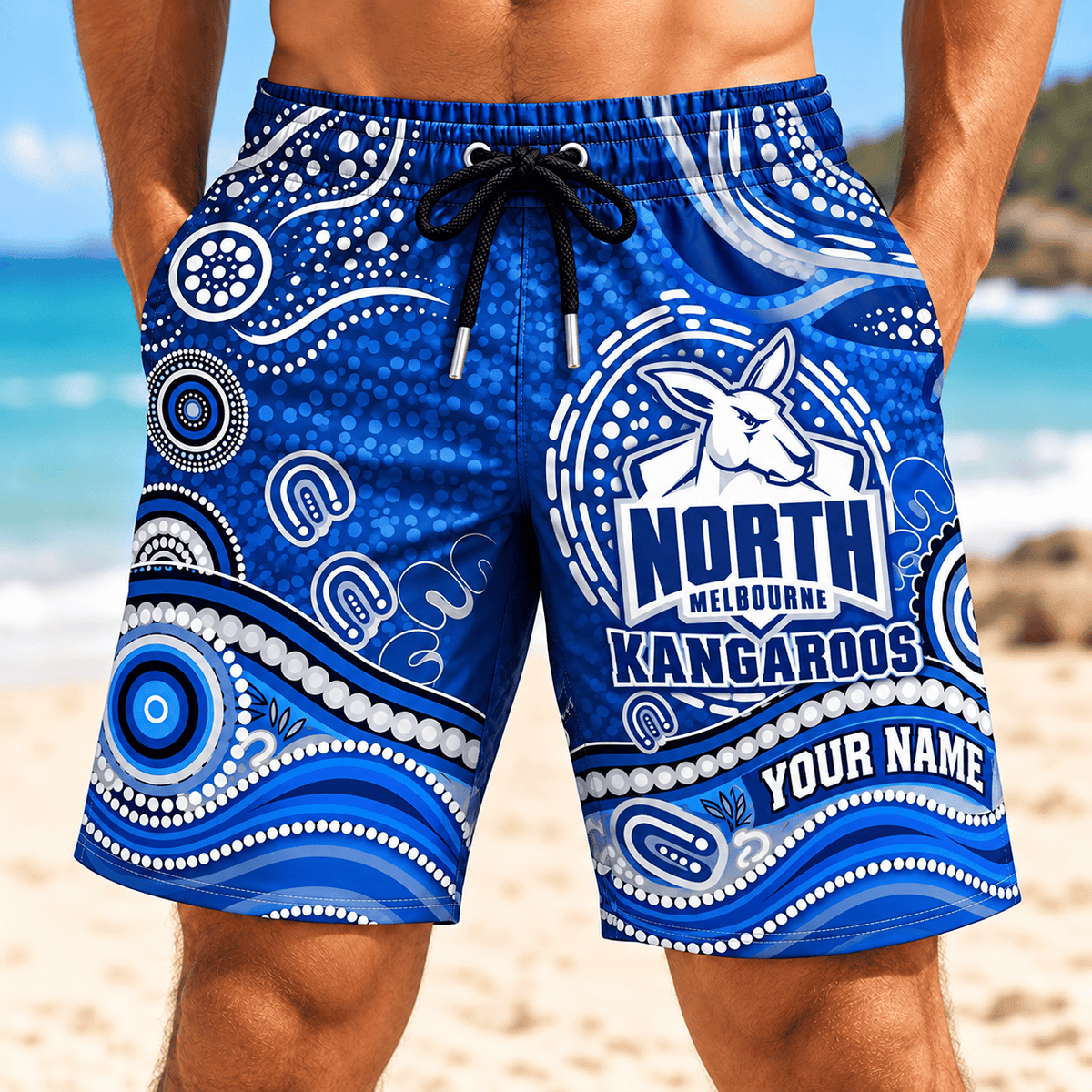 North Melbourne Kangaroos AFL New Pattern Men Short Pants Custom Any Name