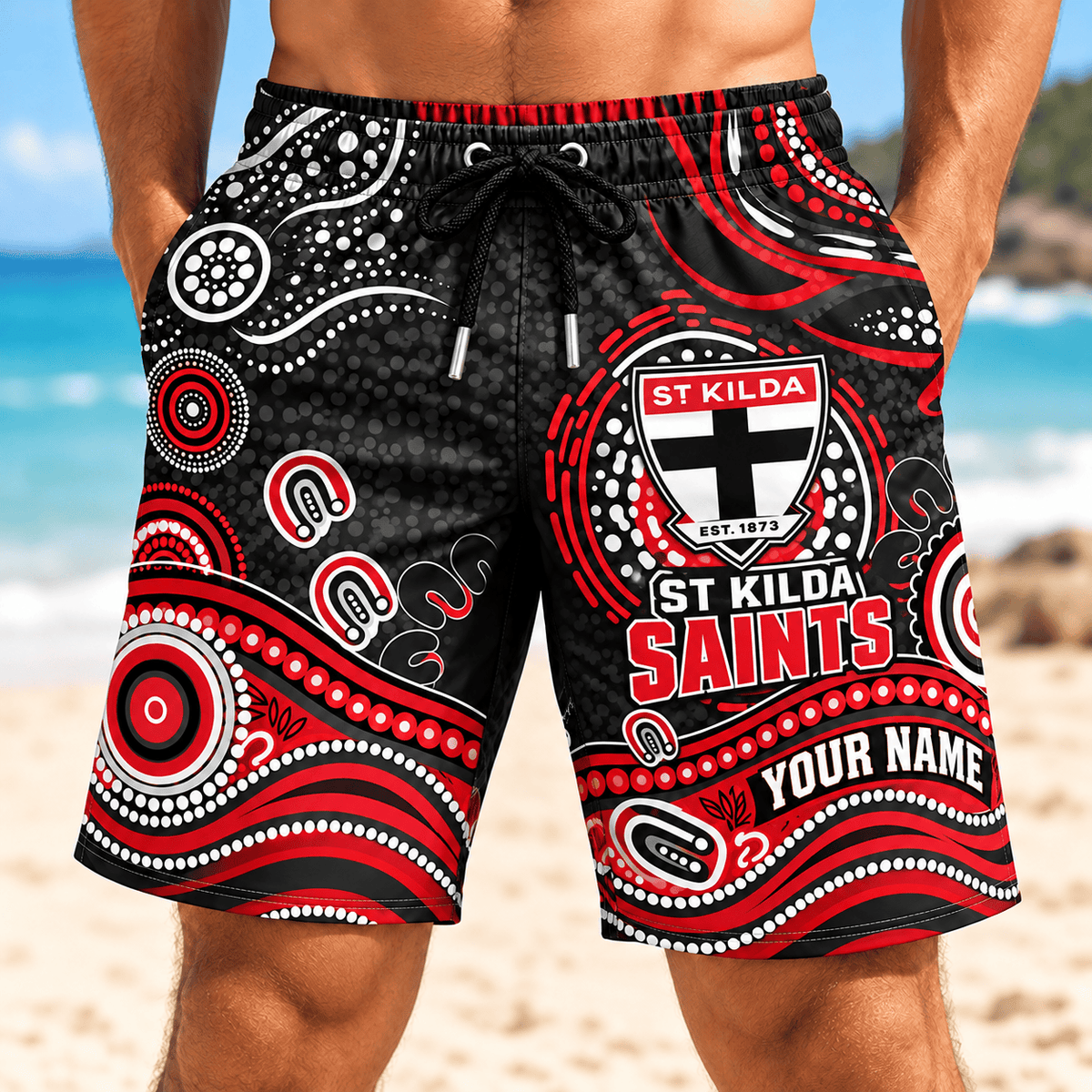 St Kilda Saints AFL New Pattern Men Short Pants Custom Any Name