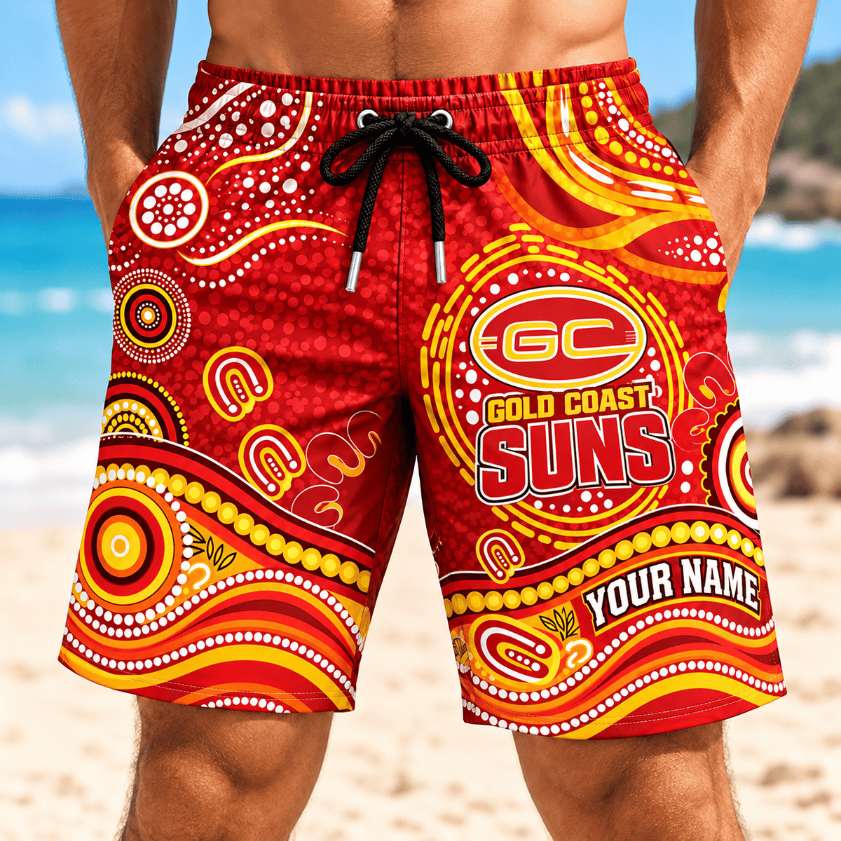Gold Coast Suns AFL New Pattern Men Short Pants Custom Any Name