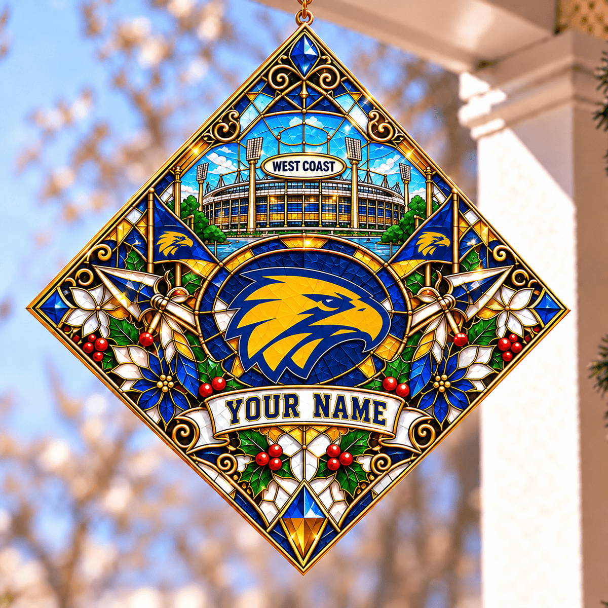 West Coast Eagles AFL Hanging Suncatcher New Style Custom Any Name For Home Gifts