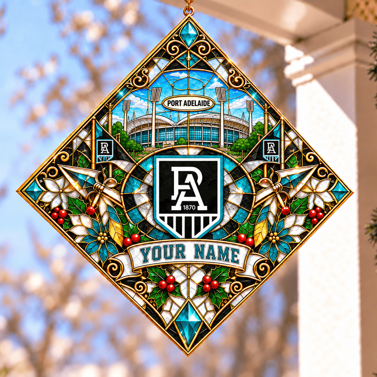 Port Adelaide Power AFL Hanging Suncatcher New Style Custom Any Name For Home Gifts