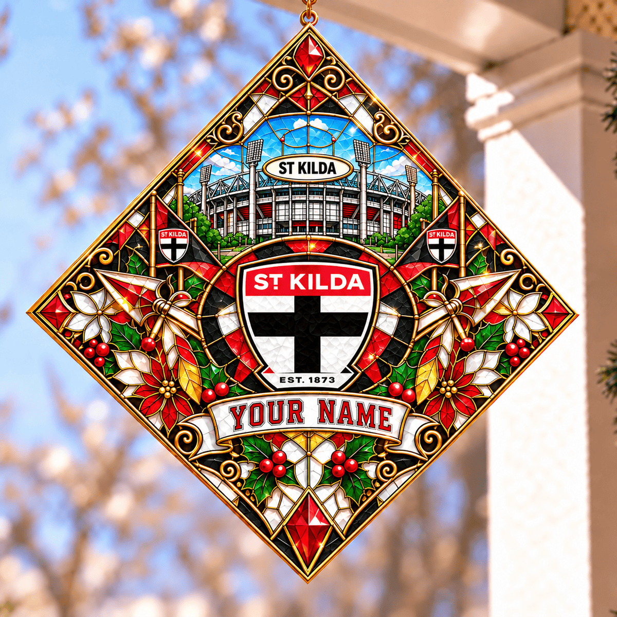 St Kilda Saints AFL Hanging Suncatcher New Style Custom Any Name For Home Gifts