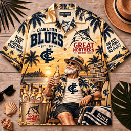 Carlton Blues AFL x Great Northern Beer Hawaiian Shirt Gift For Fan