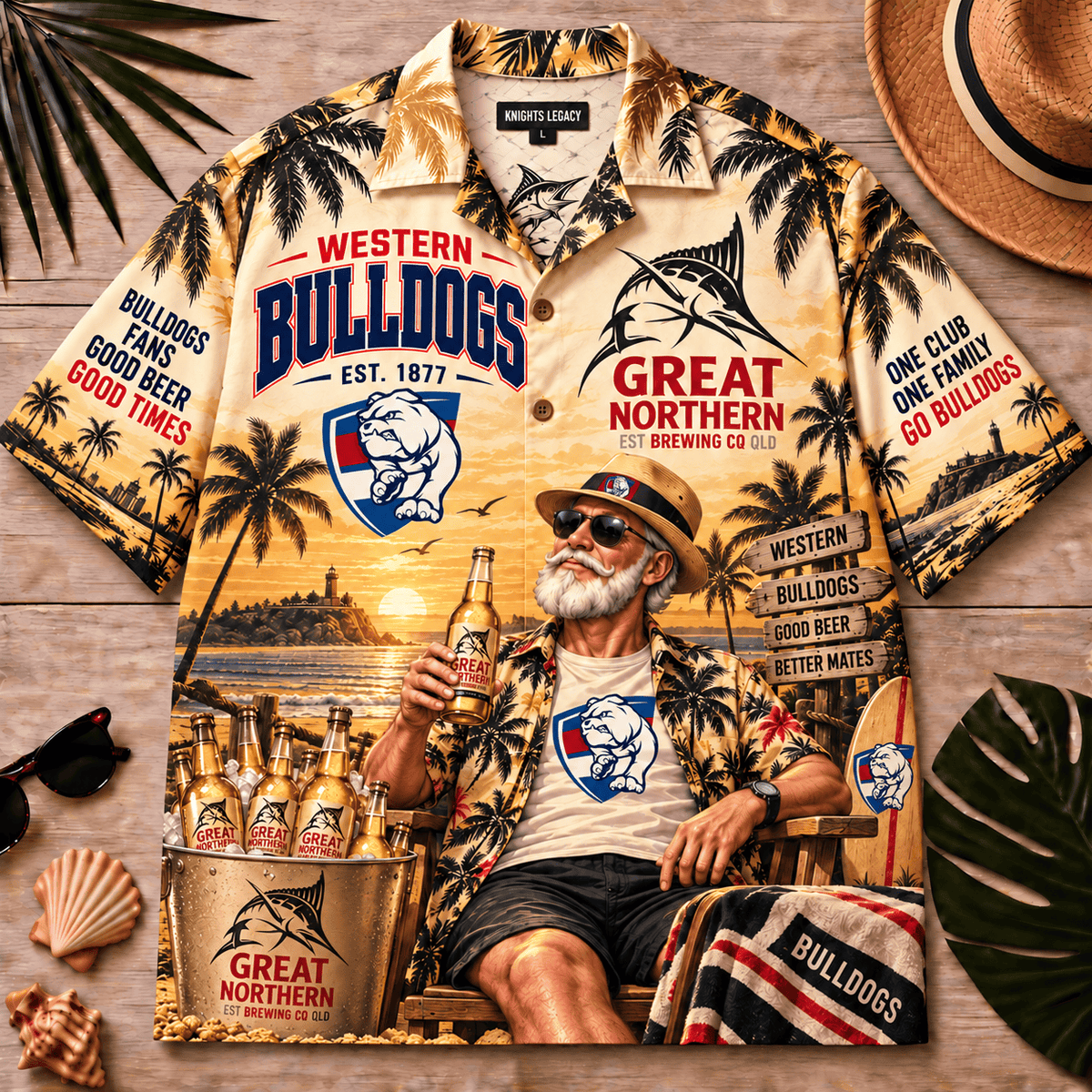 Western Bulldogs AFL x Great Northern Beer Hawaiian Shirt Gift For Fan