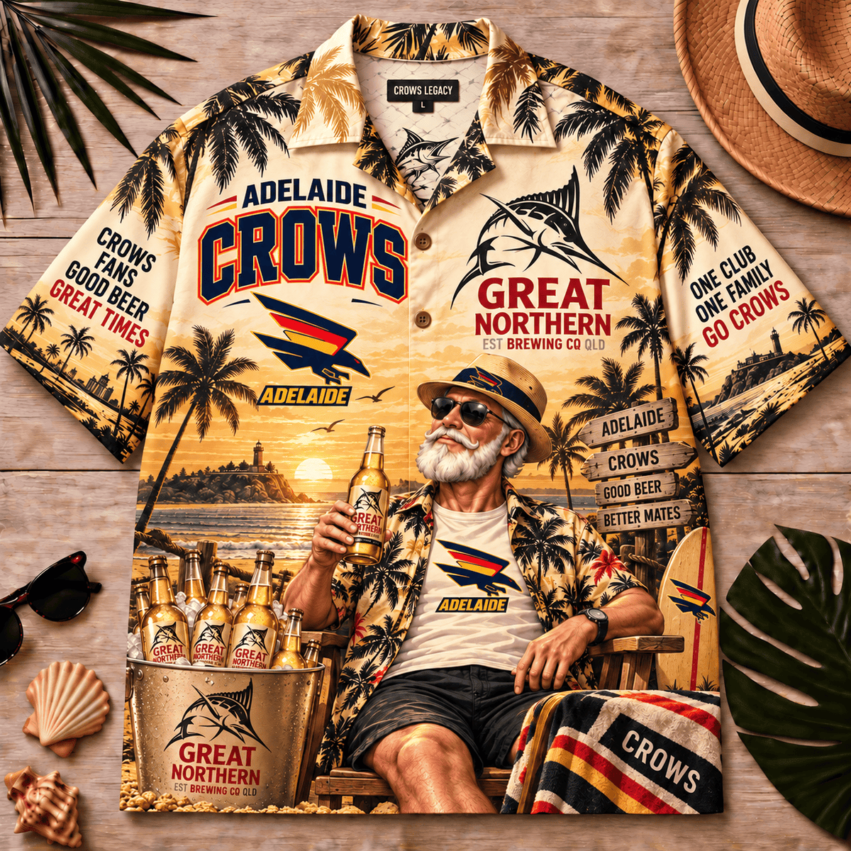 Adelaide Crows AFL x Great Northern Beer Hawaiian Shirt Gift For Fan