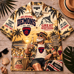 Melbourne Demons AFL x Great Northern Beer Hawaiian Shirt Gift For Fan