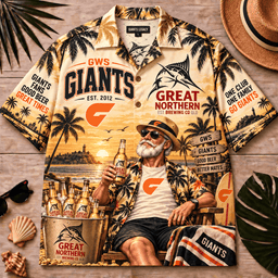GWS Giants AFL x Great Northern Beer Hawaiian Shirt Gift For Fan