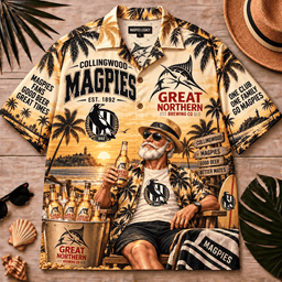 Collingwood Magpies AFL x Great Northern Beer Hawaiian Shirt Gift For Fan