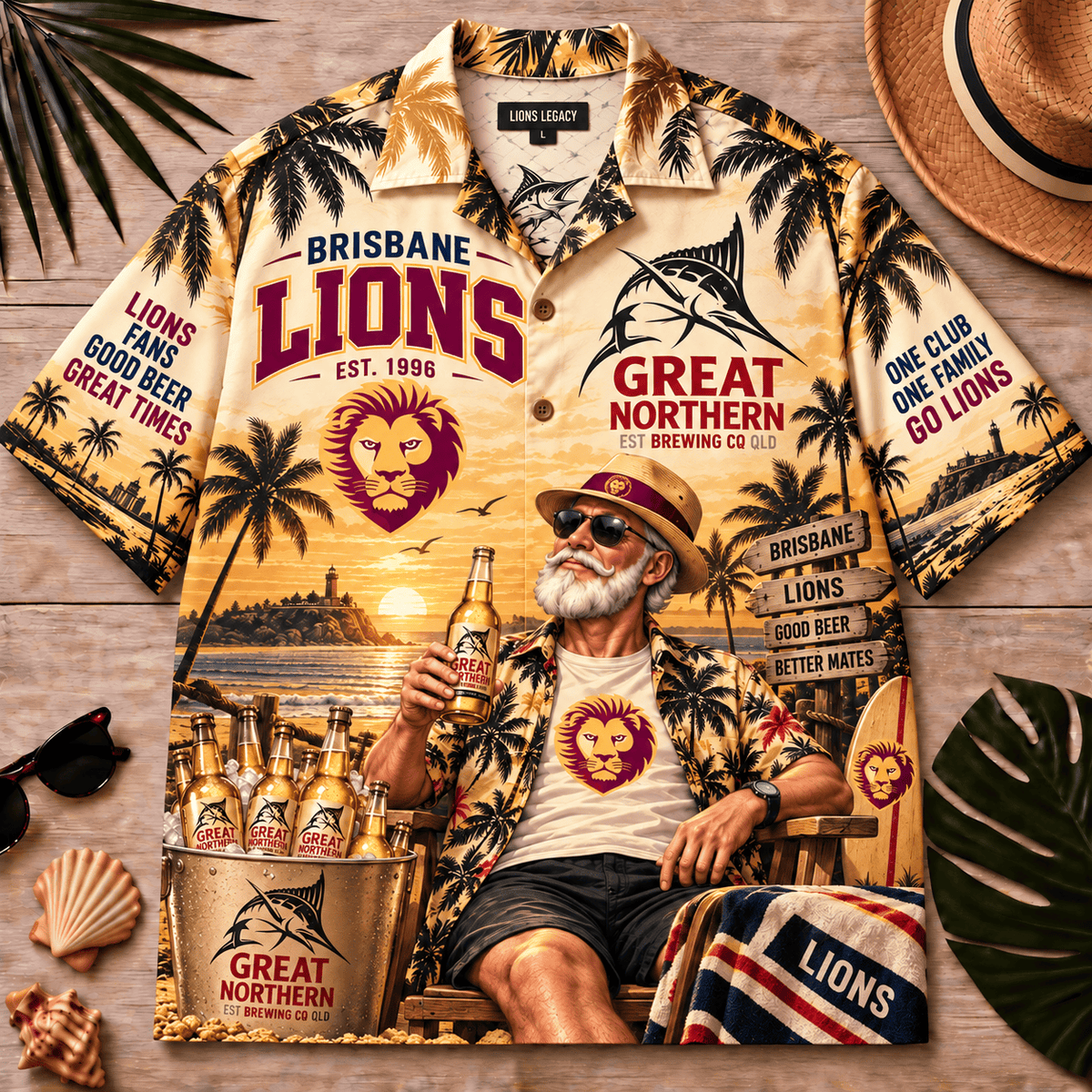 Brisbane Lions AFL x Great Northern Beer Hawaiian Shirt Gift For Fan