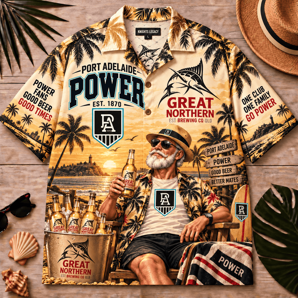 Port Adelaide Power AFL x Great Northern Beer Hawaiian Shirt Gift For Fan