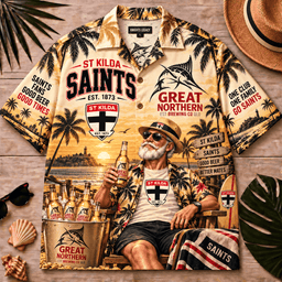 St Kilda Saints AFL x Great Northern Beer Hawaiian Shirt Gift For Fan