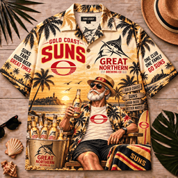 Gold Coast Suns AFL x Great Northern Beer Hawaiian Shirt Gift For Fan
