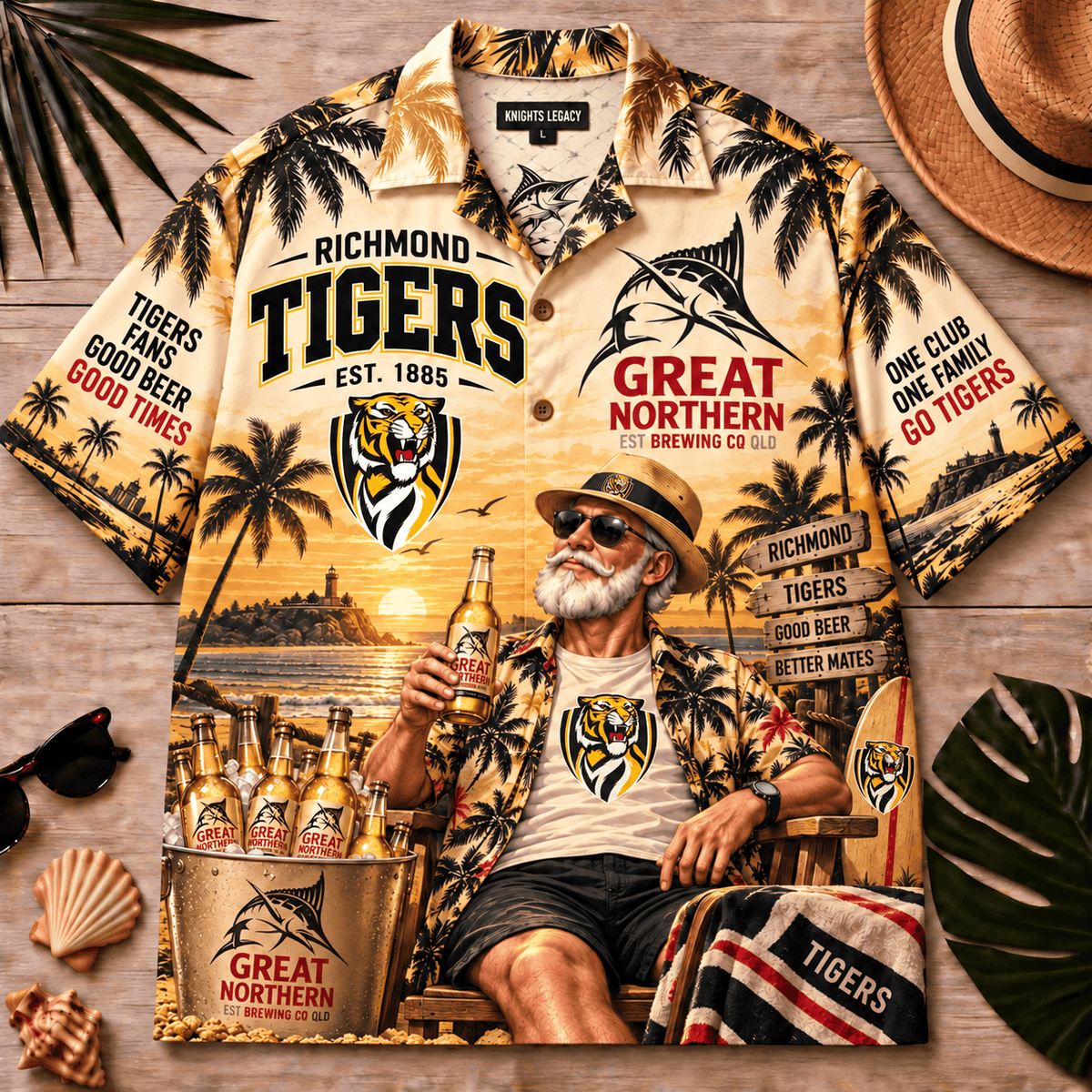 Richmond Tigers AFL x Great Northern Beer Hawaiian Shirt Gift For Fan