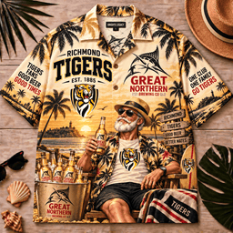 Richmond Tigers AFL x Great Northern Beer Hawaiian Shirt Gift For Fan