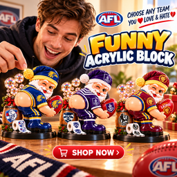 AFL Santa Clause Funny Acrylic Block Plaque| Choose Team You Love & Hate