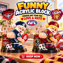 AFL Santa Clause Funny Acrylic Block Plaque| Choose Team You Love & Hate