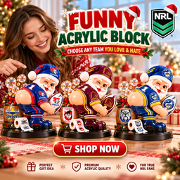 NRL Funny Santa Clause Acrylic Block Plaque| Choose Team You Love & Hate