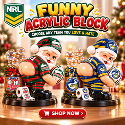 NRL Funny Santa Clause Acrylic Block Plaque| Choose Team You Love & Hate
