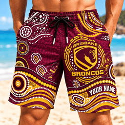 Brisbane Broncos NRL Special Pattern Men Short Pants Custom Any Name Gift For Fan