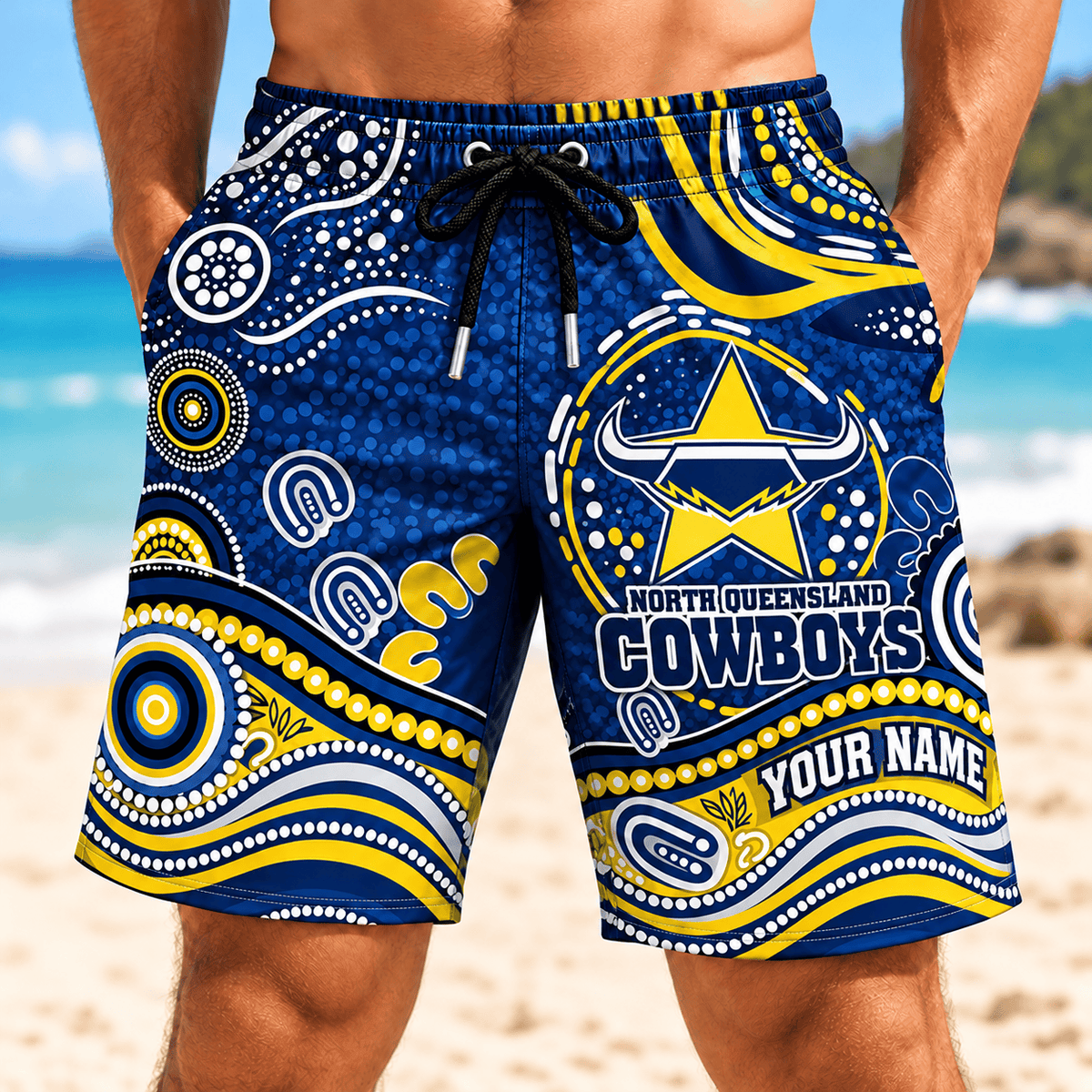 North Queensland Cowboys NRL Special Pattern Men Short Pants Custom Any Name Gift For Fan