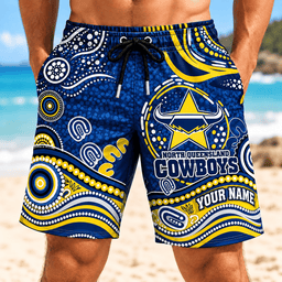 North Queensland Cowboys NRL Special Pattern Men Short Pants Custom Any Name Gift For Fan