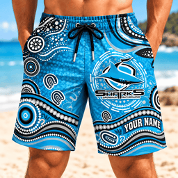 Cronulla-Sutherland Sharks NRL Special Pattern Men Short Pants Custom Any Name Gift For Fan