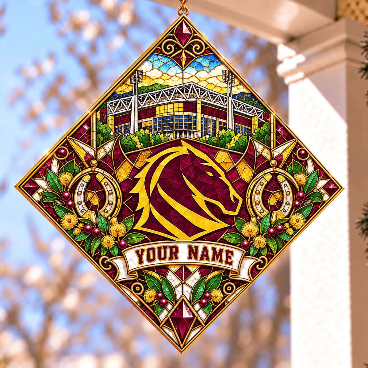 Brisbane Broncos NRL Special Hanging Suncatcher For Home Decor Custom Any Name