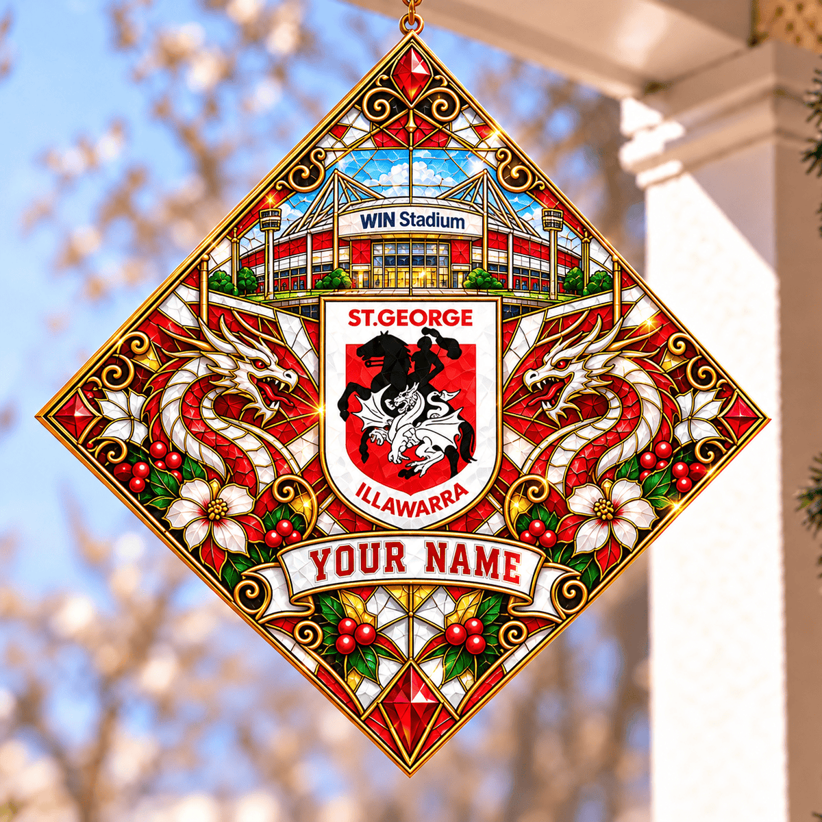 St George Illawarra Dragons NRL Special Hanging Suncatcher For Home Decor Custom Any Name