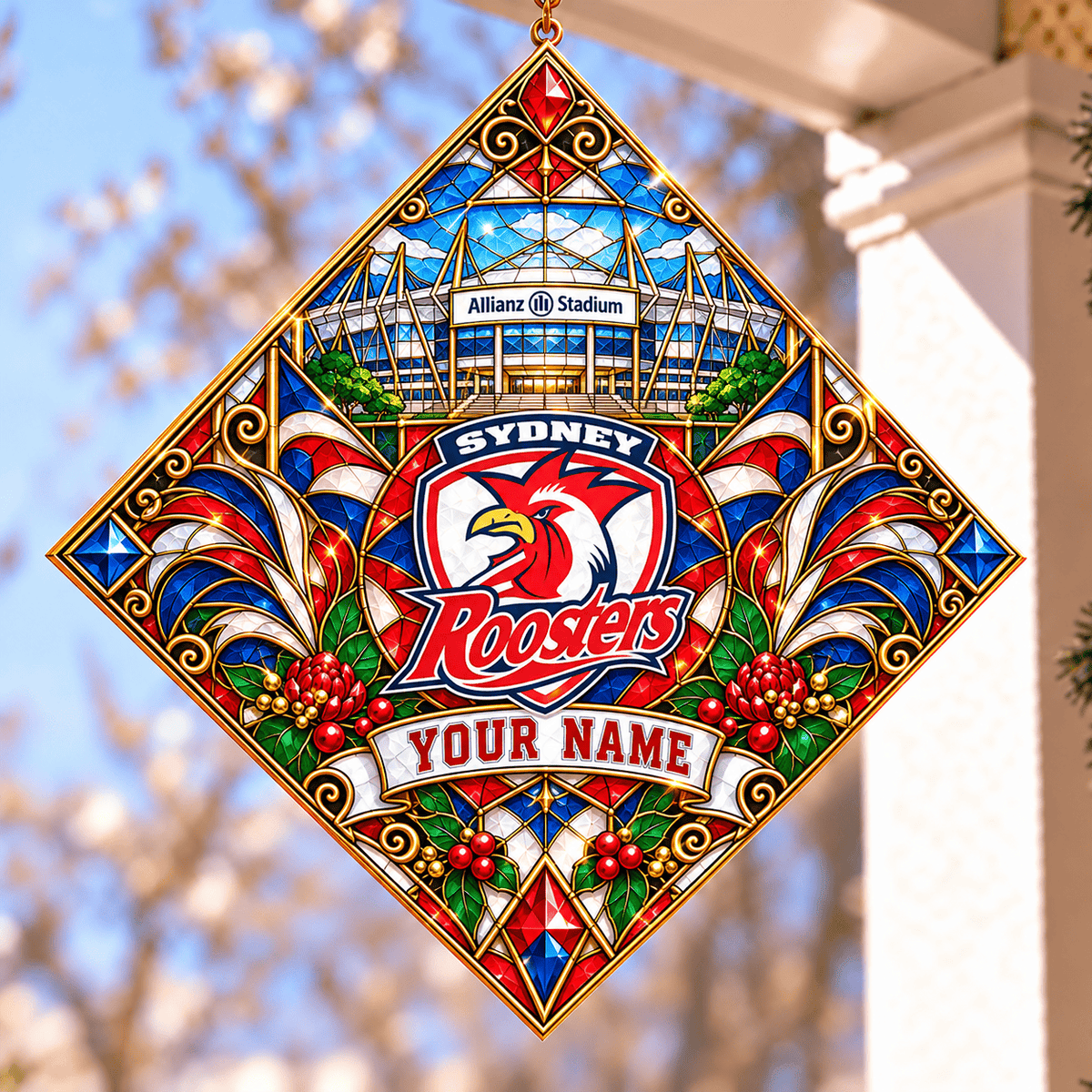 Sydney Roosters NRL Special Hanging Suncatcher For Home Decor Custom Any Name