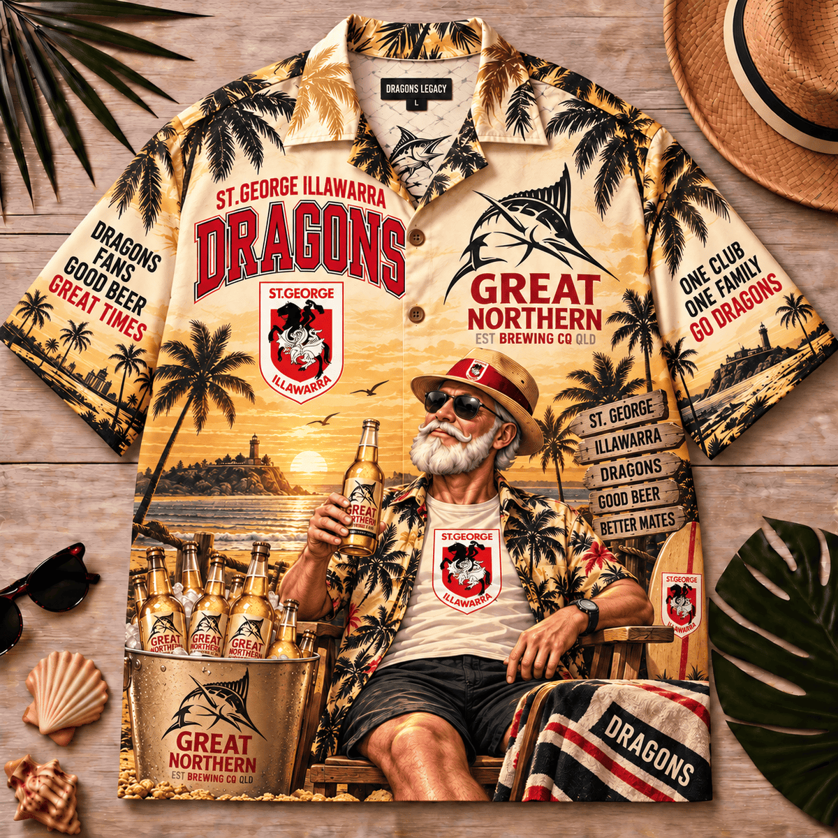 St George Illawarra Dragons NRL x Great Norher Beer Hawaiian Shirt Special Gifts