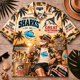 Cronulla-Sutherland Sharks NRL x Great Norher Beer Hawaiian Shirt Special Gifts
