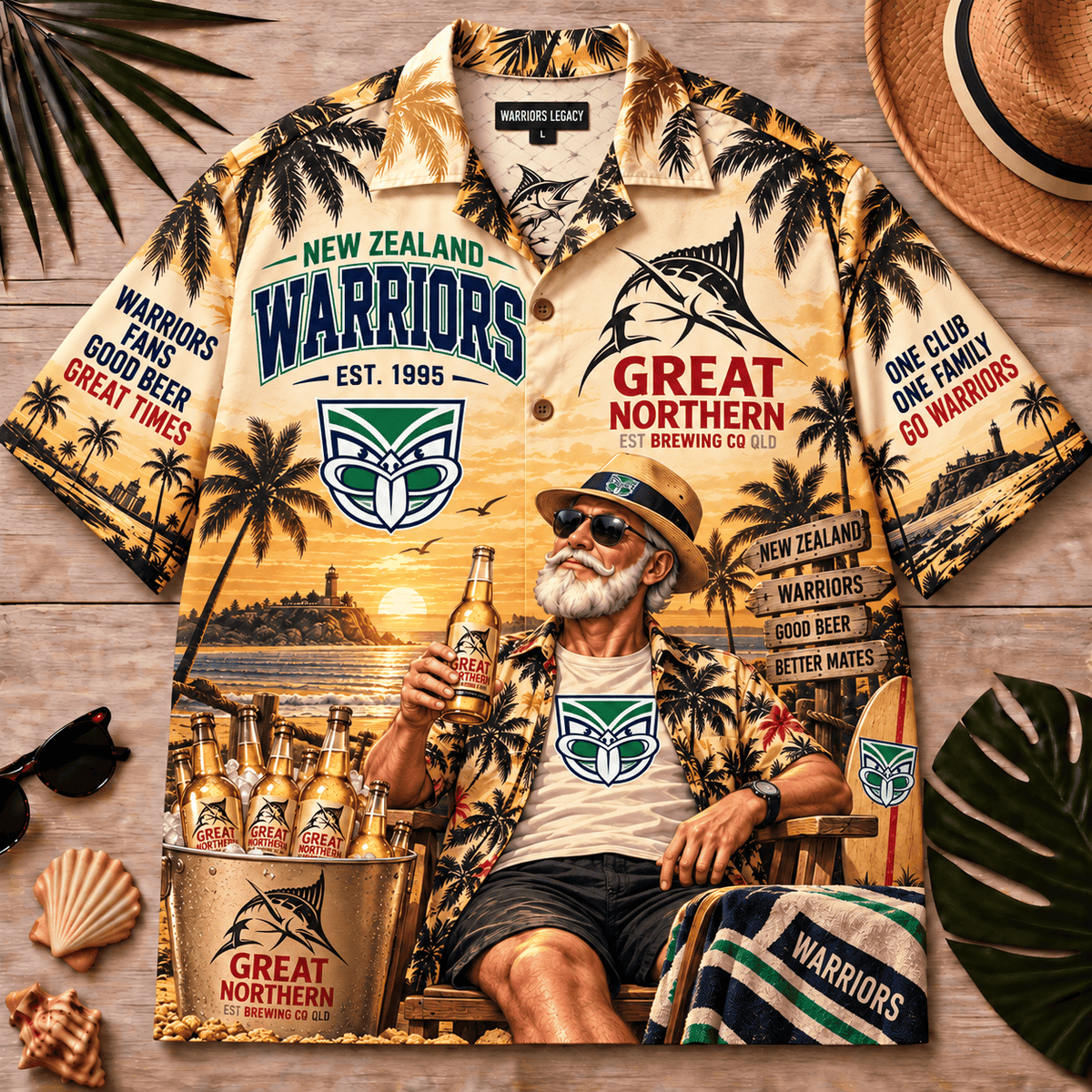 New Zealand Warriors NRL x Great Norher Beer Hawaiian Shirt Special Gifts