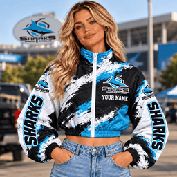 Sharks NRL Team Woman Short Zip Jacket New Style Custom Any Name