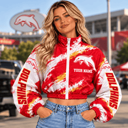 Dolphins NRL Team Woman Short Zip Jacket New Style Custom Any Name