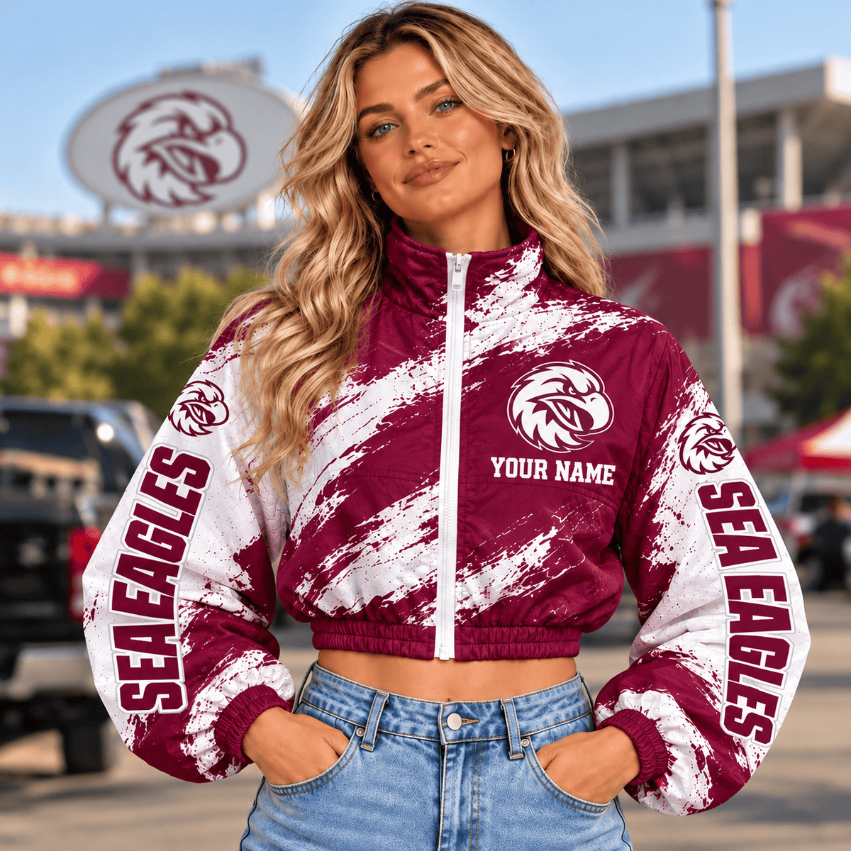 Sea Eagles NRL Team Woman Short Zip Jacket New Style Custom Any Name