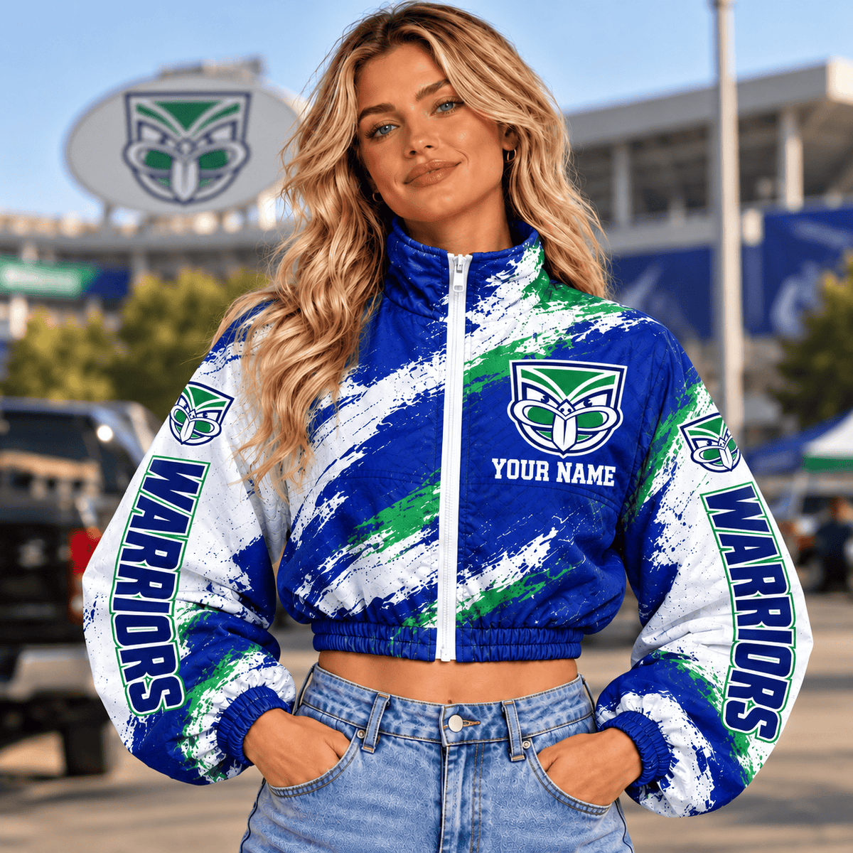 Warriors NRL Team Woman Short Zip Jacket New Style Custom Any Name