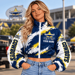 Cowboys NRL Team Woman Short Zip Jacket New Style Custom Any Name