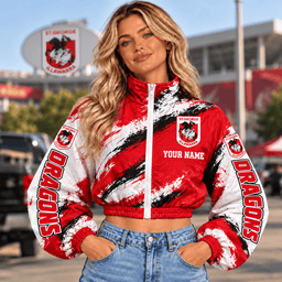 Dragons NRL Team Woman Short Zip Jacket New Style Custom Any Name