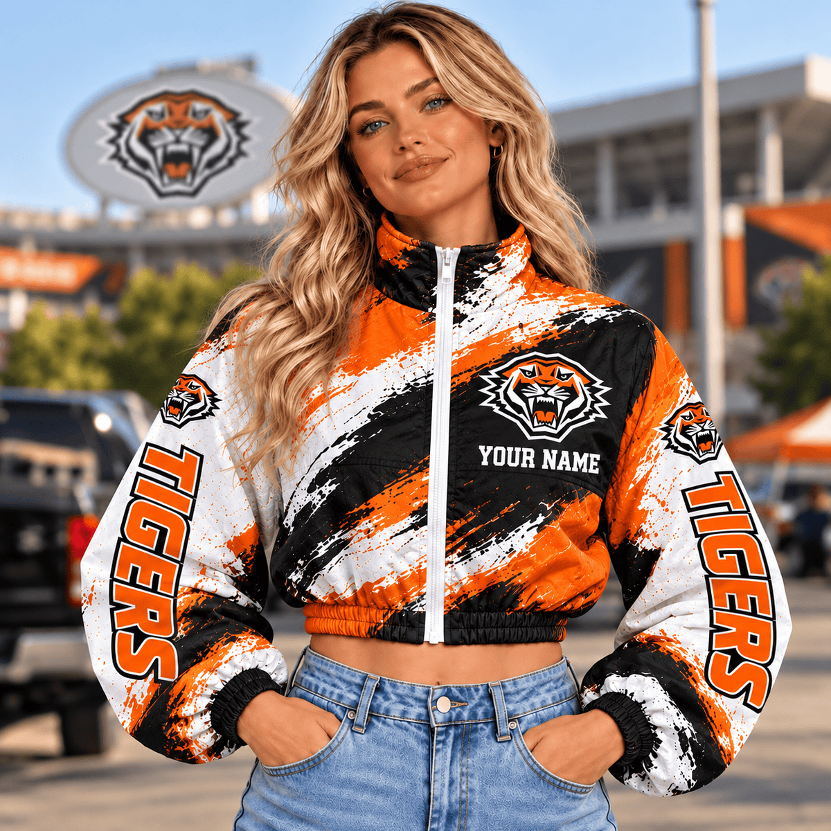 Wests Tigers NRL Team Woman Short Zip Jacket New Style Custom Any Name