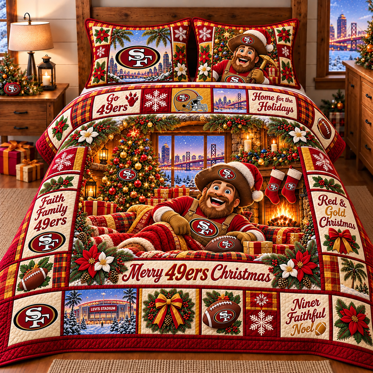 San Francisco 49ers NFL Special Christmas Bedding Set Gift For Fan