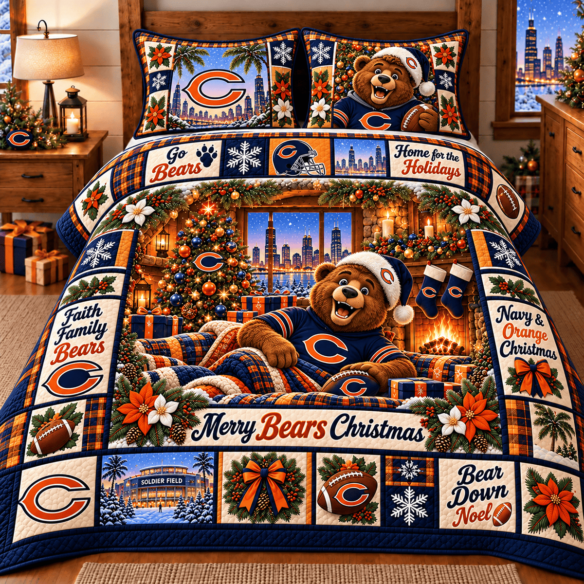 Chicago Bears NFL Special Christmas Bedding Set Gift For Fan