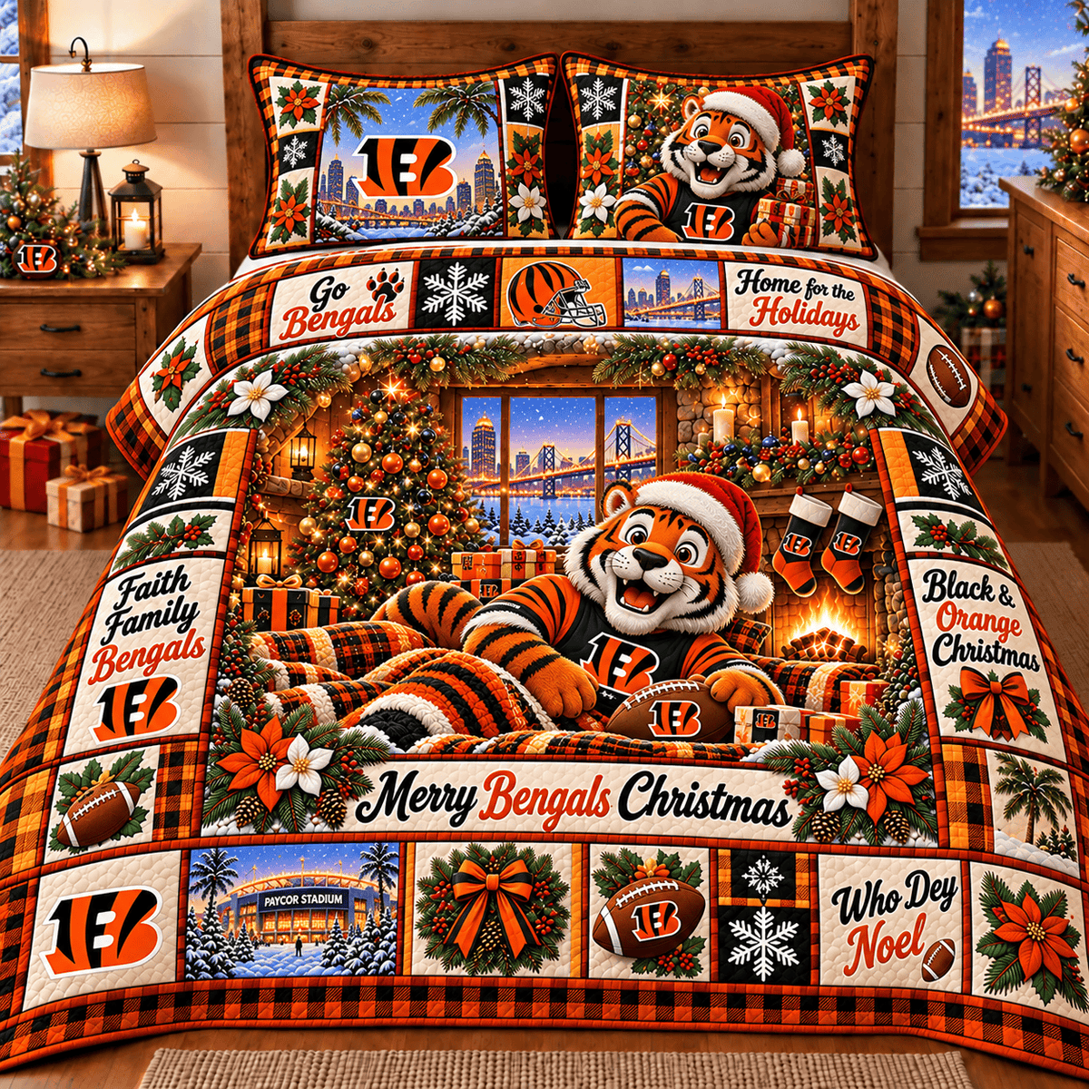 Cincinnati Bengals NFL Special Christmas Bedding Set Gift For Fan